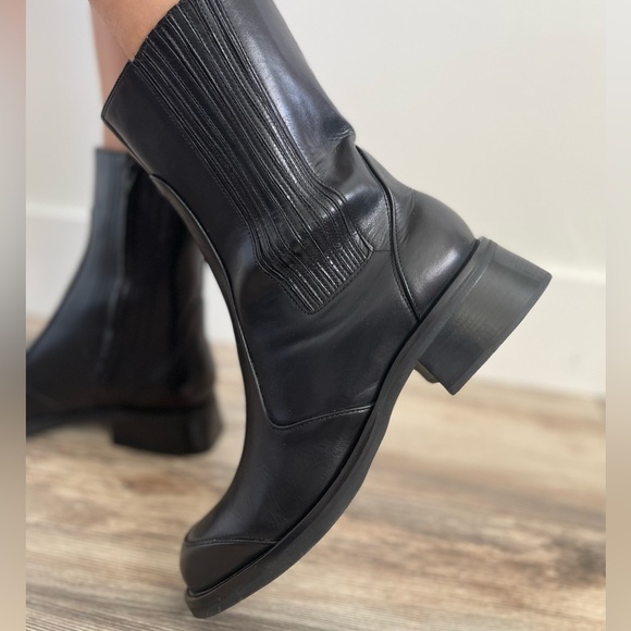 Cole Haan ankle boots size 10.5 black leather combat boot - Picture 2 of 12